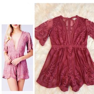 Honey punch romper in Wine